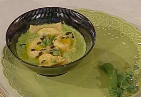 tortelli con crema di piselli